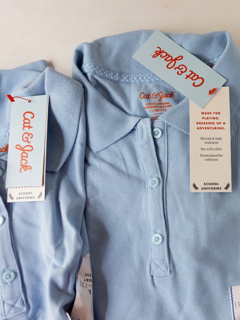 Girl’s Cat & Jack Lot 2 Short Sleeve Blue School Uniform Polo Shirts L NWT 10/12